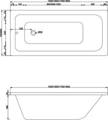 Kylpyamme Mexen Vega paneeleilla, 180x80 cm hinta ja tiedot | Kylpyammeet | hobbyhall.fi