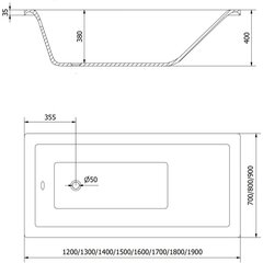 Mexen Cubik kylpyamme viimeistelyllä ja lasiseinällä, 150x70 cm + 90 cm hinta ja tiedot | Kylpyammeet | hobbyhall.fi