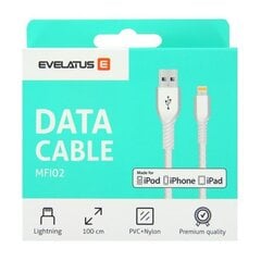 Evelatus MFI Data USB-kaapeli MFI02, 1 m hinta ja tiedot | Puhelinkaapelit | hobbyhall.fi