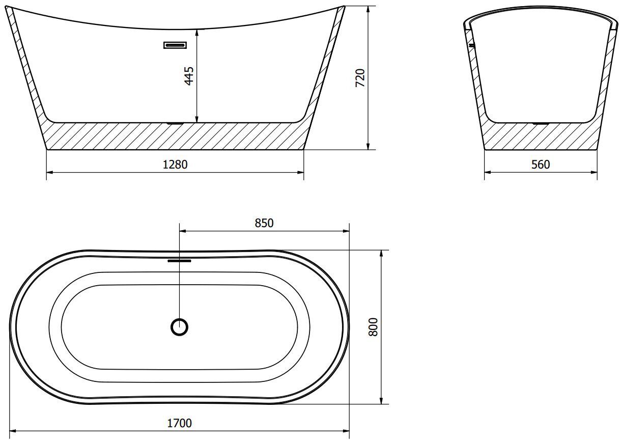 Kylpyamme Mexen Montana, 170x80 cm hinta ja tiedot | Kylpyammeet | hobbyhall.fi