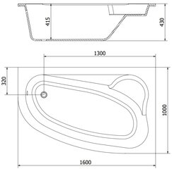 Kylpyamme Mexen Westa, oikea, 160x100 cm hinta ja tiedot | Kylpyammeet | hobbyhall.fi