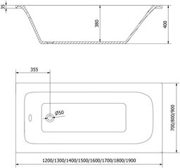 Kylpyamme Mexen Vega paneeleilla, 170x80 cm hinta ja tiedot | Kylpyammeet | hobbyhall.fi