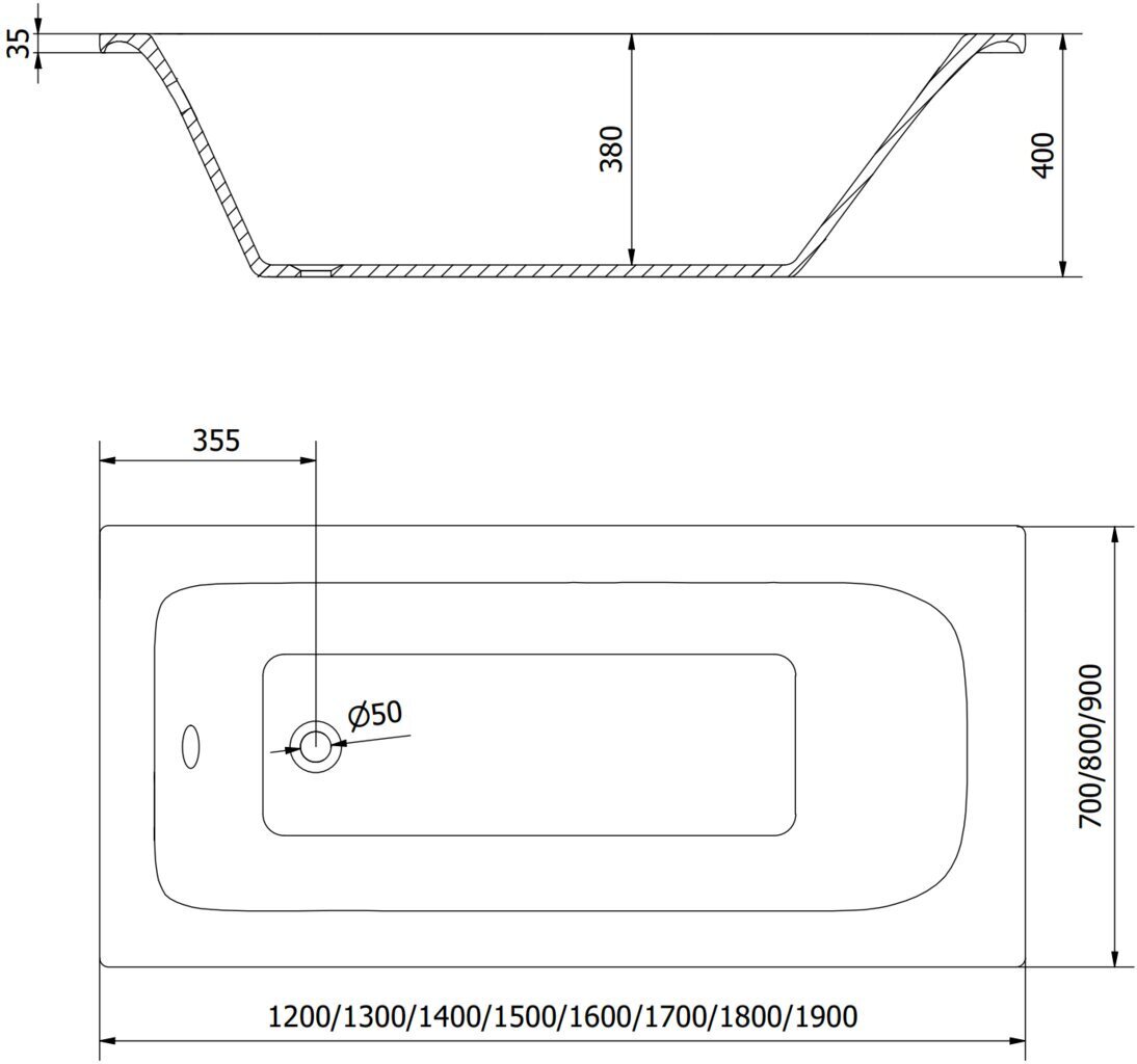 Kylpyamme Mexen Vega paneeleilla, 130x70 cm hinta ja tiedot | Kylpyammeet | hobbyhall.fi