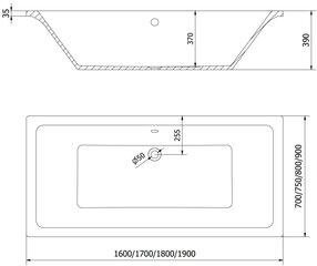 Kylpyamme Mexen Cube, 160x70 cm hinta ja tiedot | Kylpyammeet | hobbyhall.fi