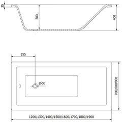 Kylpyamme Mexen Cubik, 130x70 cm hinta ja tiedot | Kylpyammeet | hobbyhall.fi