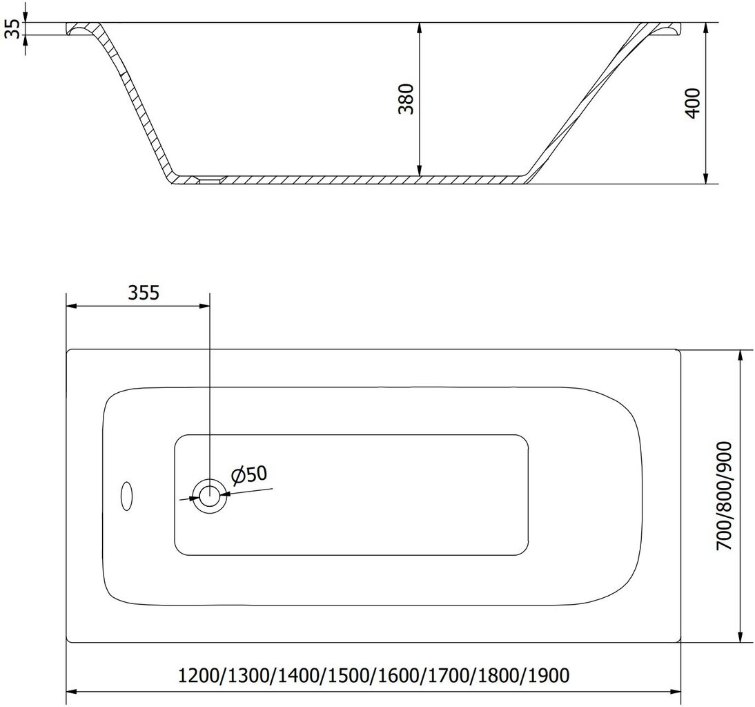 Kylpyamme Mexen Vega, 180x90 cm hinta ja tiedot | Kylpyammeet | hobbyhall.fi