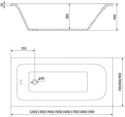 Kylpyamme Mexen Vega, 170x80 cm hinta ja tiedot | Kylpyammeet | hobbyhall.fi