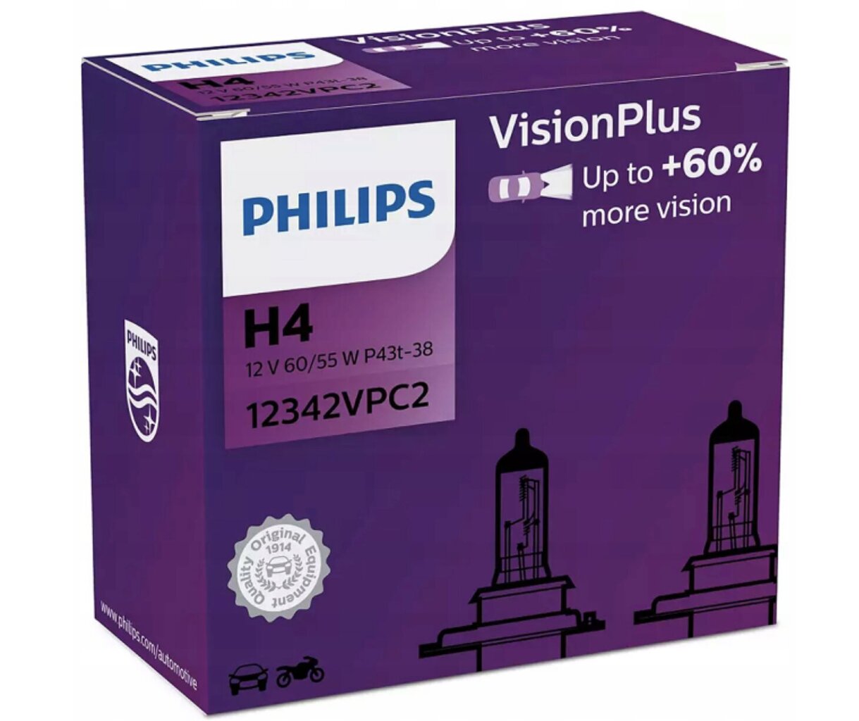 Auton lamput Philips H4, 2 kpl. hinta ja tiedot | Polttimot | hobbyhall.fi