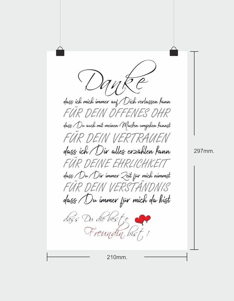 Druck-Geschenk Juliste Parhaalle Ystävälle, 21 X 29.7Cm hinta ja tiedot | Taulut | hobbyhall.fi