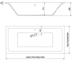 Kylpyamme Mexen Cube paneeleilla ja lasiseinällä, 170x80 cm + 90 cm hinta ja tiedot | Kylpyammeet | hobbyhall.fi