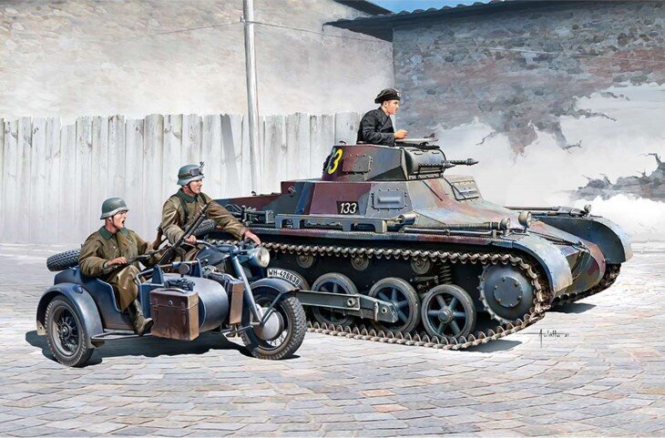 Liimattava malli Academy 13556 German Panzer I Ausf.B & Motorcycle 1/35 hinta ja tiedot | Koottavat pienoismallit | hobbyhall.fi