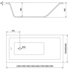 Kylpyamme Mexen Cubik viimeistelyllä ja lasiseinällä, 170x70 cm + 100 cm hinta ja tiedot | Kylpyammeet | hobbyhall.fi