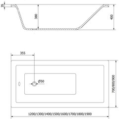 Kylpyamme Mexen Cubik paneeleilla, 180x80 cm hinta ja tiedot | Kylpyammeet | hobbyhall.fi