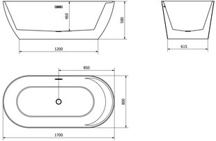 Kylpyamme Mexen Laura, 170x80 cm hinta ja tiedot | Kylpyammeet | hobbyhall.fi