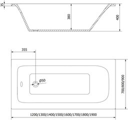 Kylpyamme Mexen Vega paneeleilla ja lasiseinällä, 160x70 cm + 60 cm hinta ja tiedot | Kylpyammeet | hobbyhall.fi