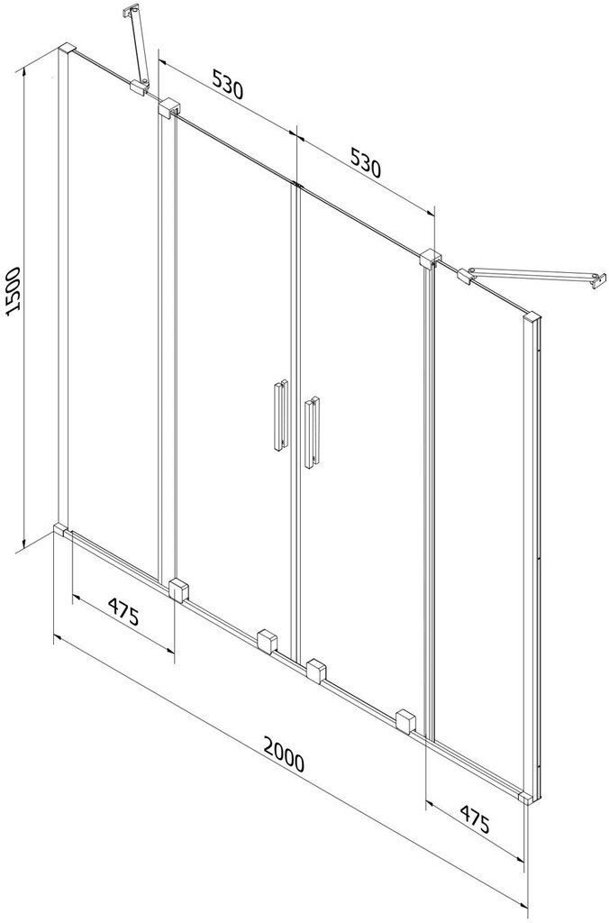 Kylpyseinä Mexen Velar Duo II, harmaa, 200x150 cm hinta ja tiedot | Kylpyhuonetarvikkeet | hobbyhall.fi