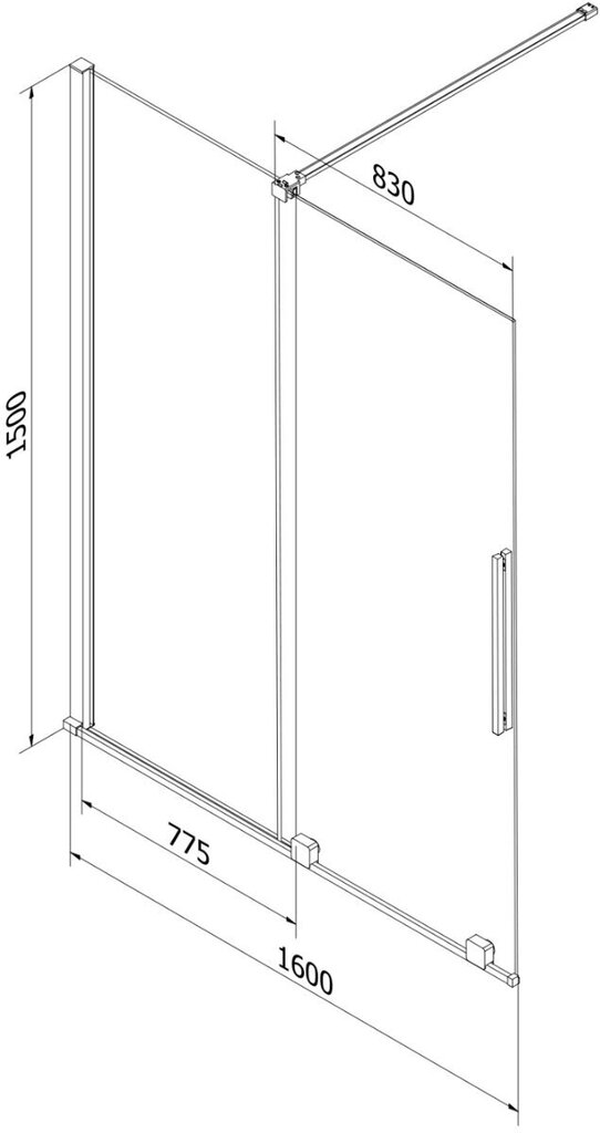 Kylpyseinä Mexen Velar II, musta, 160x150 cm hinta ja tiedot | Kylpyhuonetarvikkeet | hobbyhall.fi