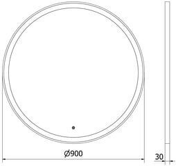 Kylpyhuonepeili Mexen Esso LED-valolla ja huurtumisen estolla, 90 cm, musta hinta ja tiedot | Kylpyhuonepeilit | hobbyhall.fi