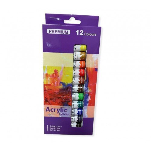 Akryylimaalit PREMIUM 12 väriä hinta ja tiedot | Taide- ja askartelutarvikkeet | hobbyhall.fi