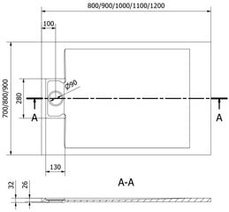 Suorakaiteen muotoinen suihkuallas Mexen Otto SMC, 100 x 90 cm hinta ja tiedot | Suihkualtaat | hobbyhall.fi