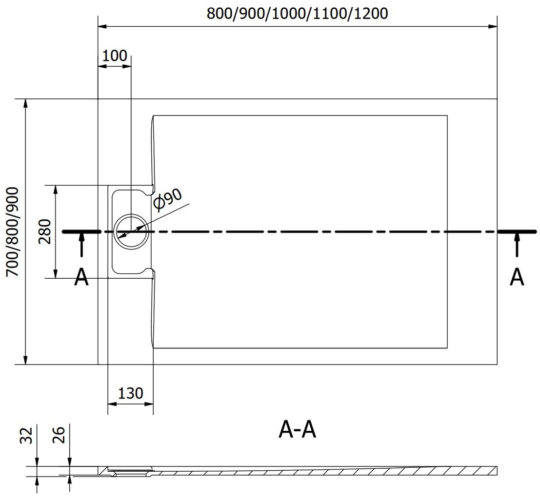 Suorakaiteen muotoinen suihkuallas Mexen Otto SMC, 120 x 70 cm hinta ja tiedot | Suihkualtaat | hobbyhall.fi