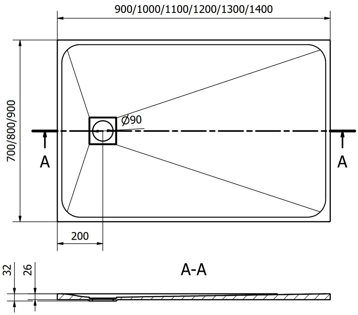 Suorakaiteen muotoinen suihkuallas Mexen Bert SMC, 140 x 90 cm hinta ja tiedot | Suihkualtaat | hobbyhall.fi