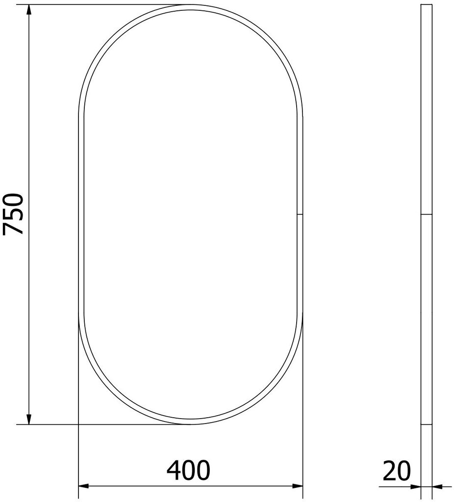 Kylpyhuonepeili Mexen Loft Oval, 75x40 cm, kultainen hinta ja tiedot | Kylpyhuonepeilit | hobbyhall.fi