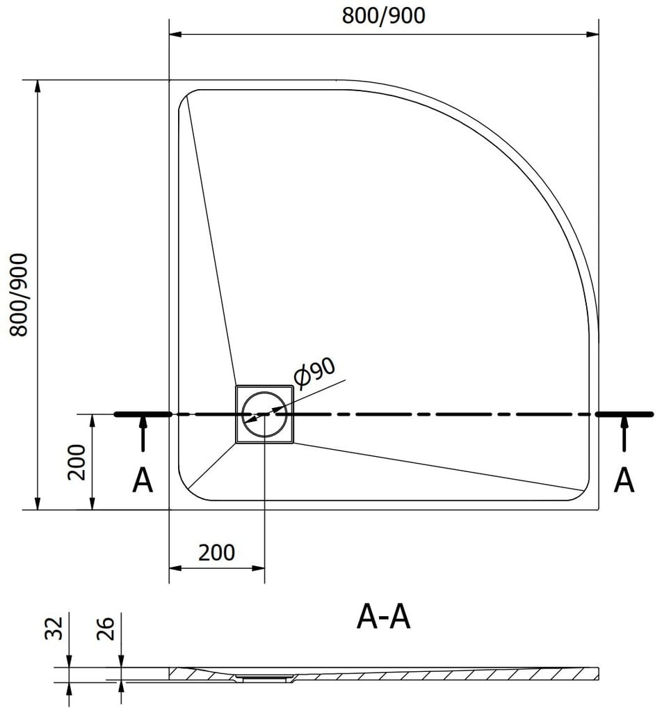 Puolipyöreä suihkuallas Mexen Bert SMC, 90 x 90 cm hinta ja tiedot | Suihkualtaat | hobbyhall.fi