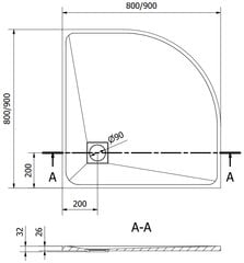 Puolipyöreä suihkuallas Mexen Bert SMC, 80 x 80 cm hinta ja tiedot | Suihkualtaat | hobbyhall.fi