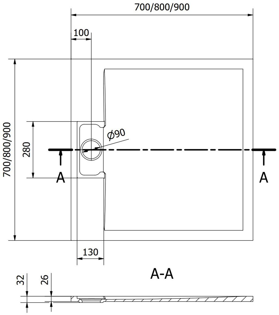 Neliskulmainen suihkuallas Mexen Otto SMC, 80 x 80 cm hinta ja tiedot | Suihkualtaat | hobbyhall.fi