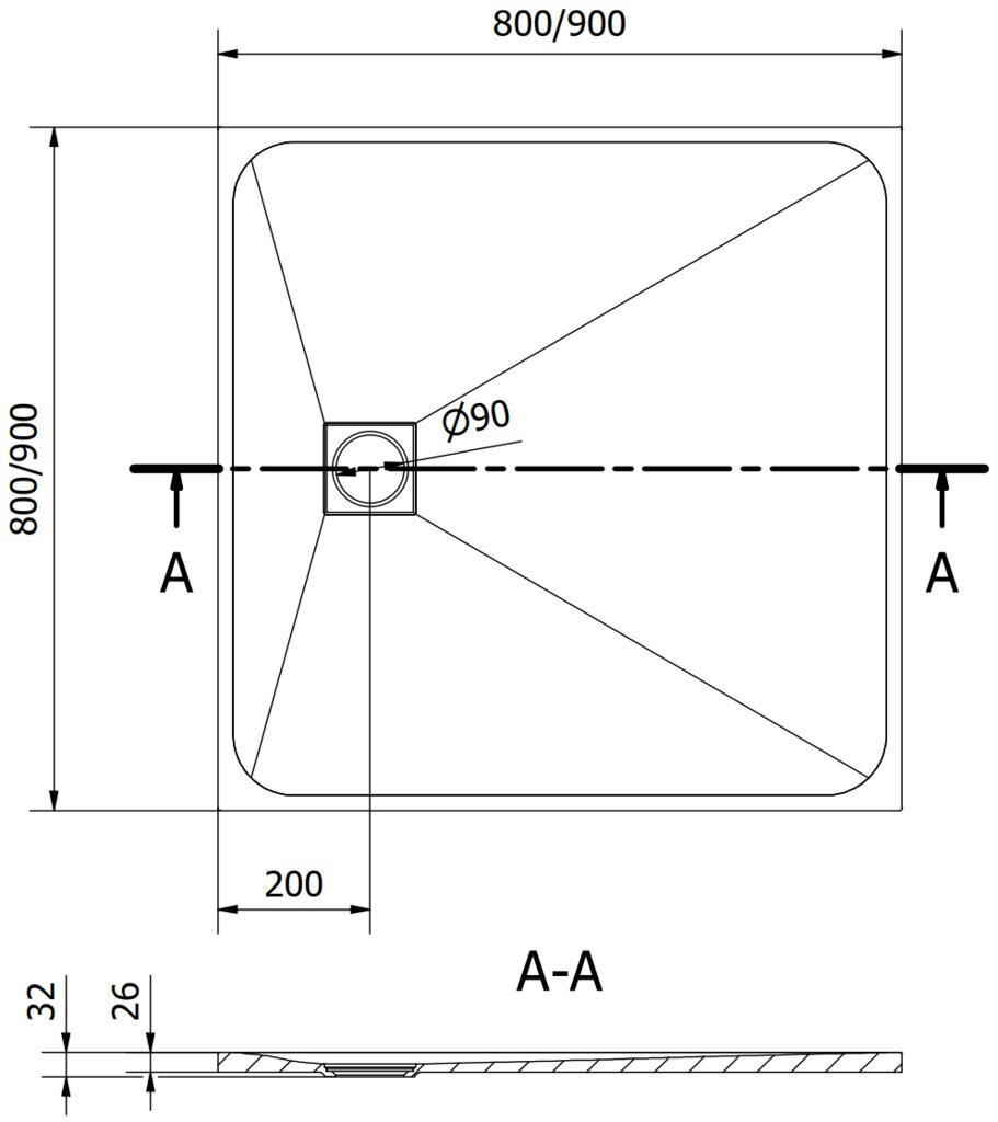 Neliskulmainen suihkuallas Mexen Bert SMC, 90 x 90 cm hinta ja tiedot | Suihkualtaat | hobbyhall.fi