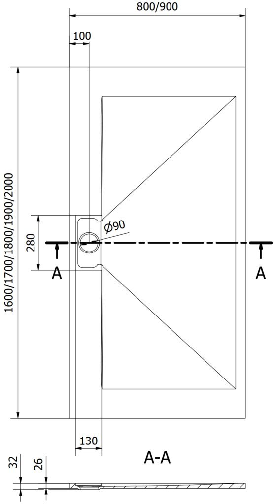 Suorakaiteen muotoinen suihkuallas Mexen Egon SMC, 180 x 90 cm hinta ja tiedot | Suihkualtaat | hobbyhall.fi