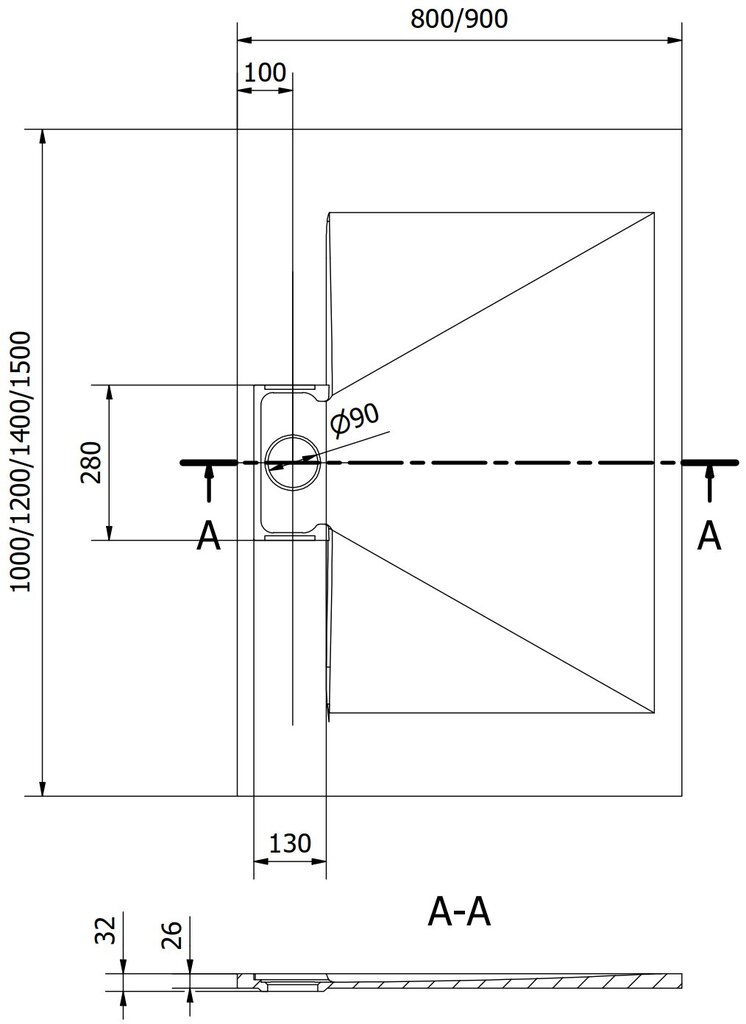 Suorakaiteen muotoinen suihkuallas Mexen Egon SMC, 150 x 80 cm hinta ja tiedot | Suihkualtaat | hobbyhall.fi