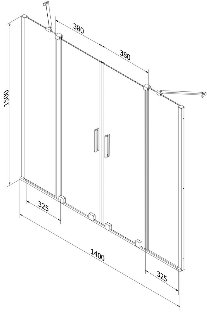 Kylpyseinä Mexen Velar Duo II, musta, 140x150 cm hinta ja tiedot | Kylpyhuonetarvikkeet | hobbyhall.fi