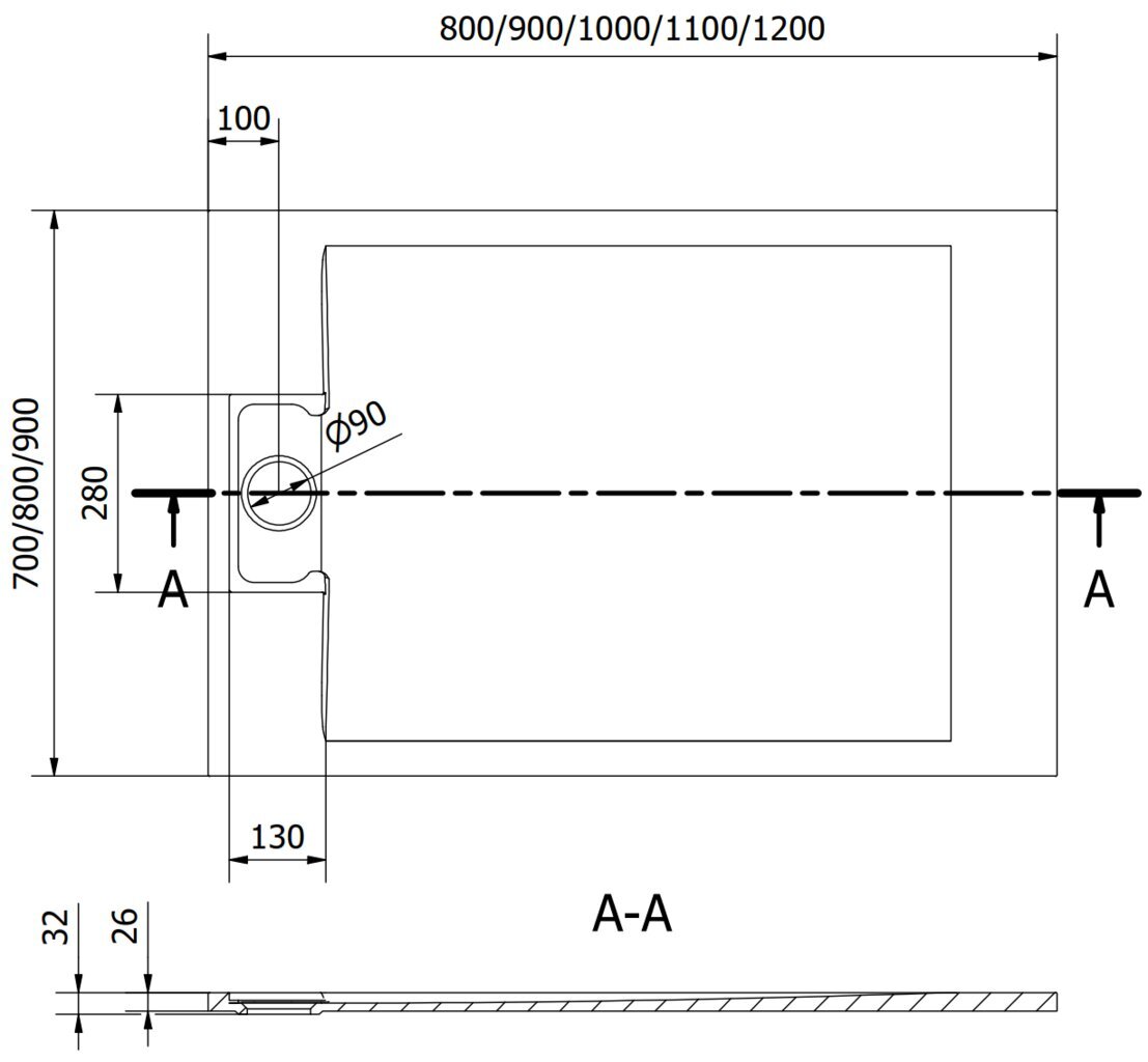 Suorakaiteen muotoinen suihkuallas Mexen Otto SMC, 110 x 70 cm hinta ja tiedot | Suihkualtaat | hobbyhall.fi