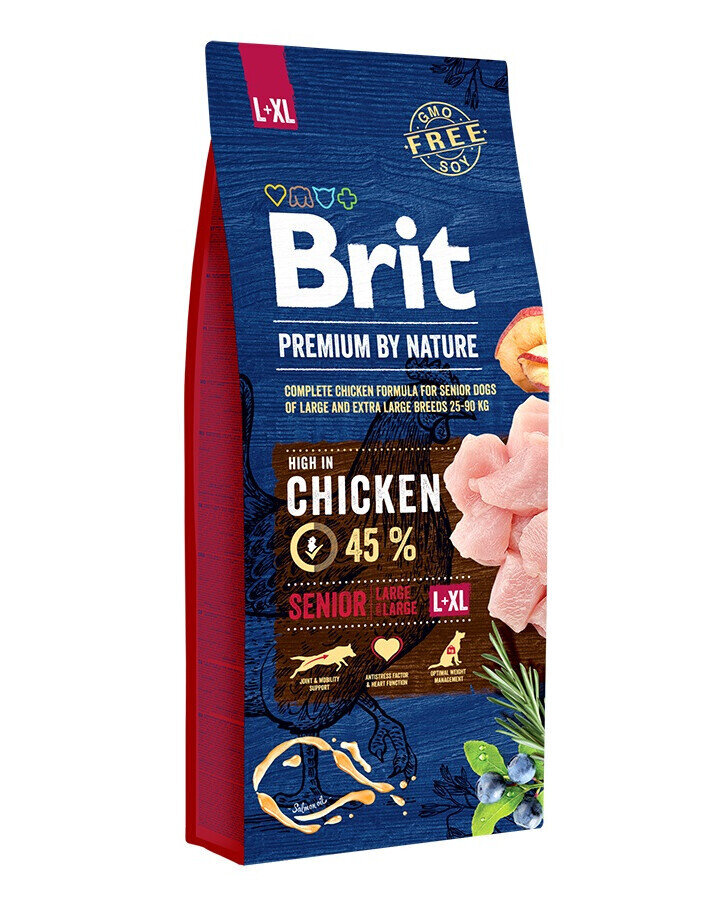 Brit Premium By Nature Senior Large Extra Large L+Xl koiran ruoka kanan kanssa, 15 kg hinta ja tiedot | Koiran kuivaruoka | hobbyhall.fi