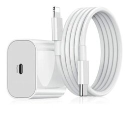 iPhone nopea laturi USB-C virtalähde 20W + 2m kaapeli valkoinen hinta ja tiedot | Puhelimen laturit | hobbyhall.fi