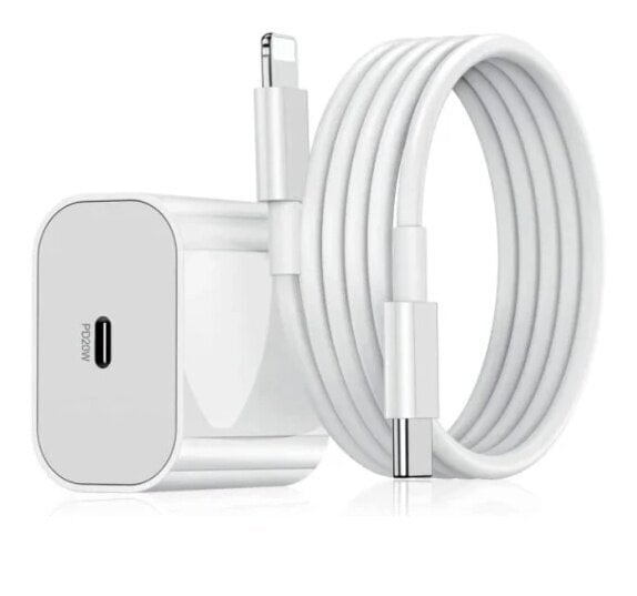 iPhone nopea laturi USB-C virtalähde 20W + 2m kaapeli valkoinen