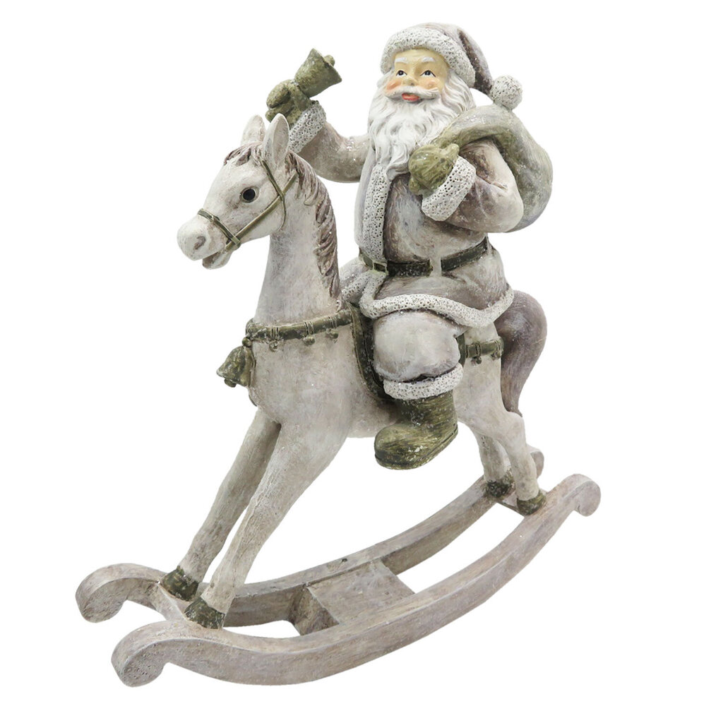 Joulupukki hevosen selässä - harmaa 20 x 8 x 21 cm hinta ja tiedot | Joulukuusen koristeet | hobbyhall.fi