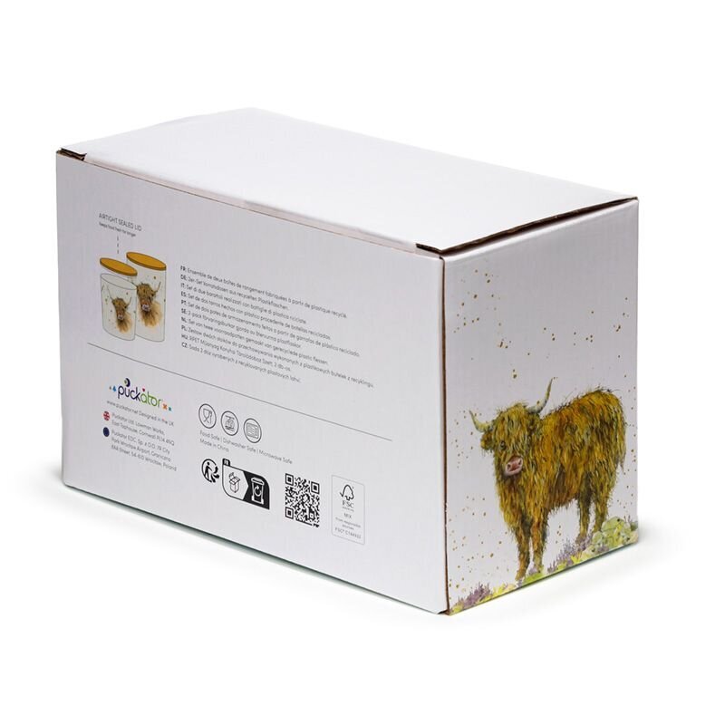 2 säilytyspurkkia S/M - Highland Coo Cow hinta ja tiedot | Elintarvikkeiden säilytysastiat | hobbyhall.fi