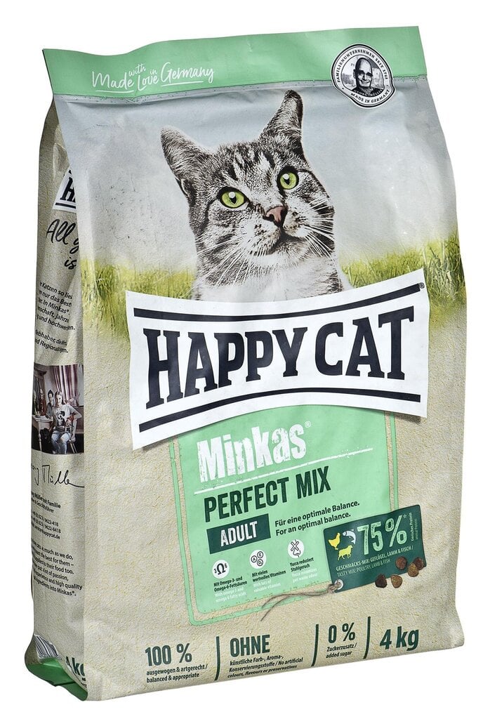 Happy Cat Minkas Perfect Mix kissan täysravinto, 4 kg hinta ja tiedot | Kissan kuivaruoka | hobbyhall.fi