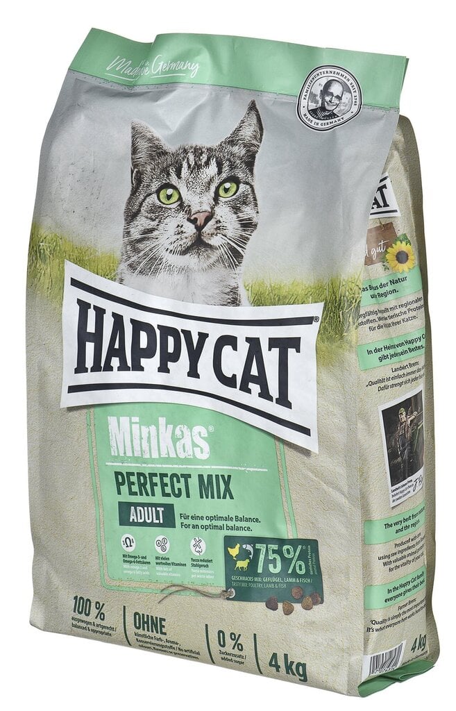 Happy Cat Minkas Perfect Mix kissan täysravinto, 4 kg hinta ja tiedot | Kissan kuivaruoka | hobbyhall.fi