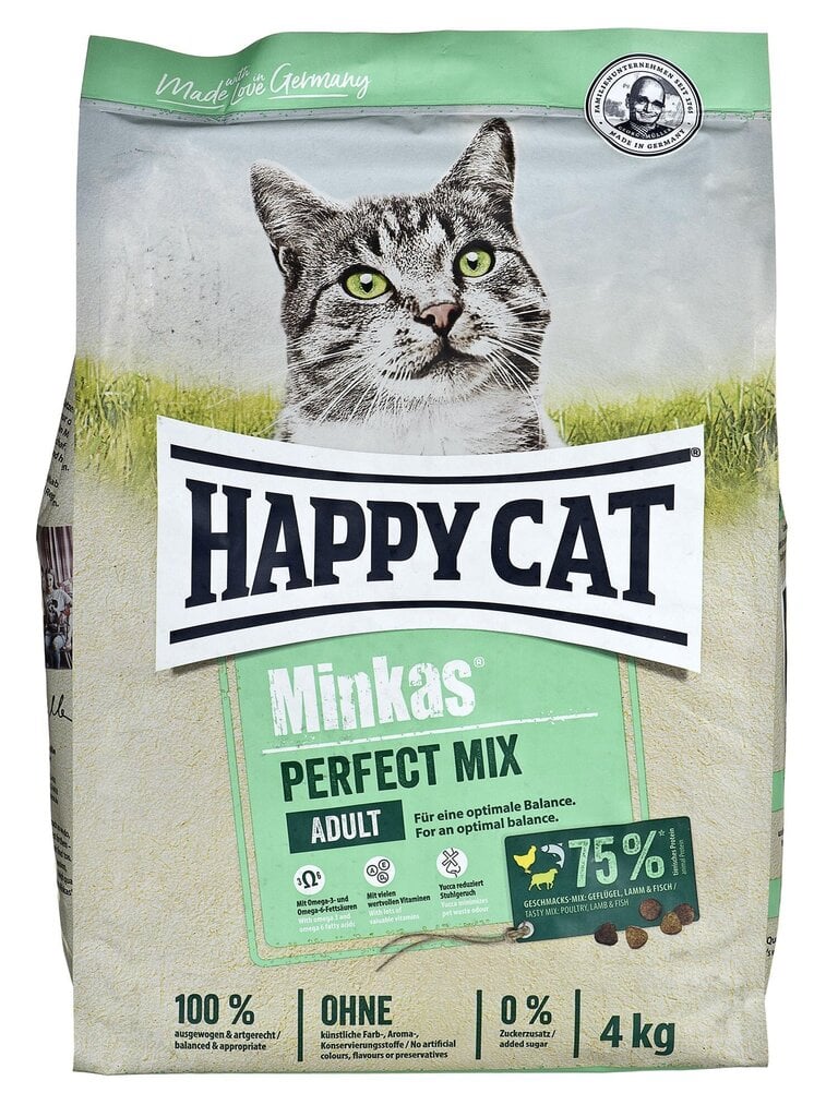 Happy Cat Minkas Perfect Mix kissan täysravinto, 4 kg hinta ja tiedot | Kissan kuivaruoka | hobbyhall.fi