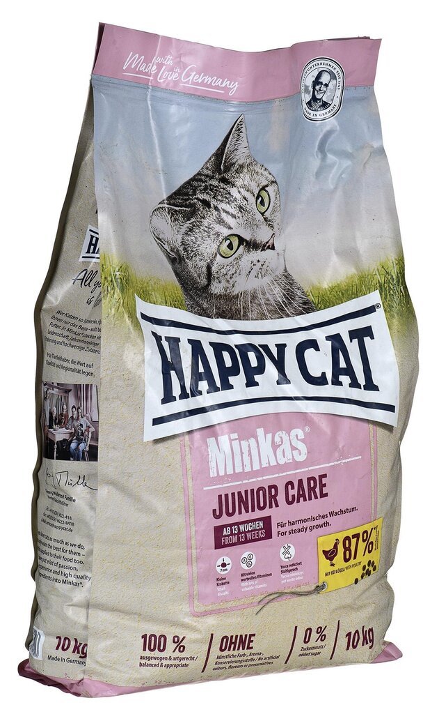 Happy Cat Happy Cat Minkas Junior Care kissan täysravinto, 10 kg hinta ja tiedot | Kissan kuivaruoka | hobbyhall.fi