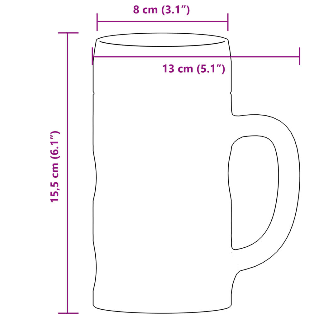 Oluttuopit kahvalla lasi 6 kpl 500 ml hinta ja tiedot | Lasit, mukit ja kannut | hobbyhall.fi