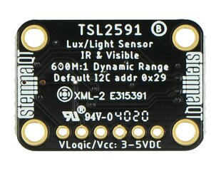 TSL2591, laajan dynaamisen alueen digitaalinen valoanturi, STEMMA QT / Qwiic, Adafruit 01980 hinta ja tiedot | Liiketunnistimet, anturit ja sensorit | hobbyhall.fi