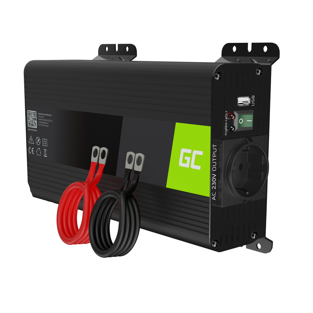 Invertteri Green Cell PRO 12V 230V 500W/1000W hinta ja tiedot | Auton akkulaturit | hobbyhall.fi