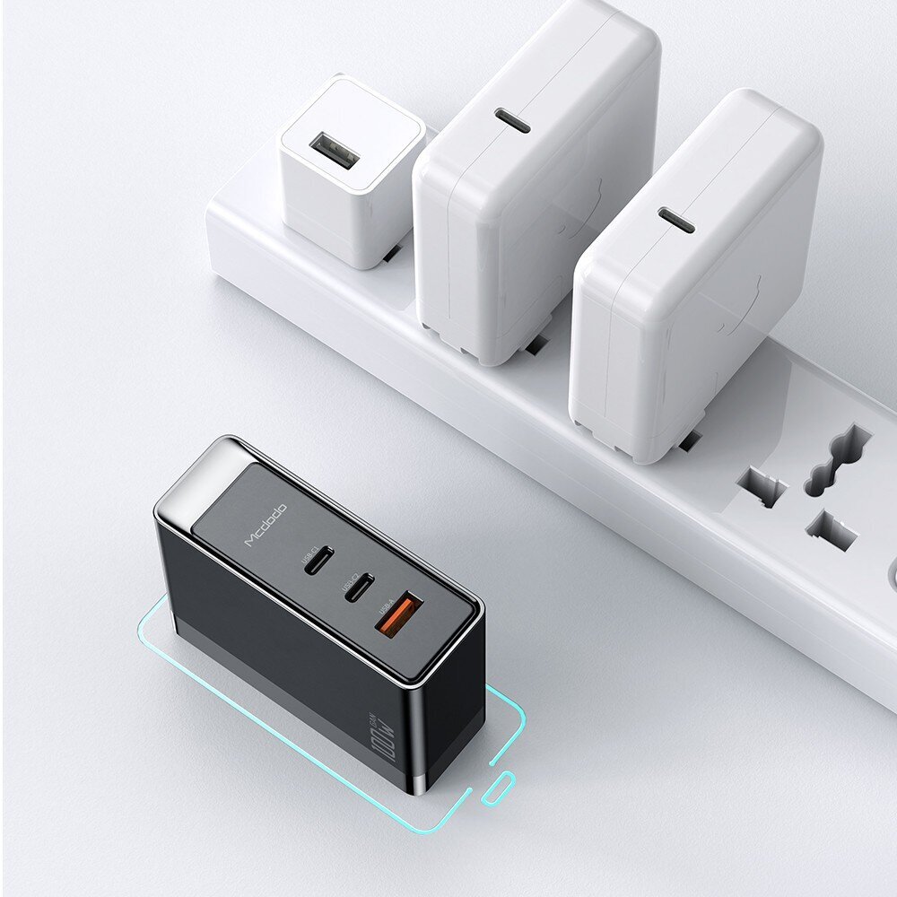 Mcdodo GaN pikalaturi puhelimen kannettavalle tietokoneelle USB-C PD USB-A QC 100 W musta hinta ja tiedot | Auton akkulaturit | hobbyhall.fi