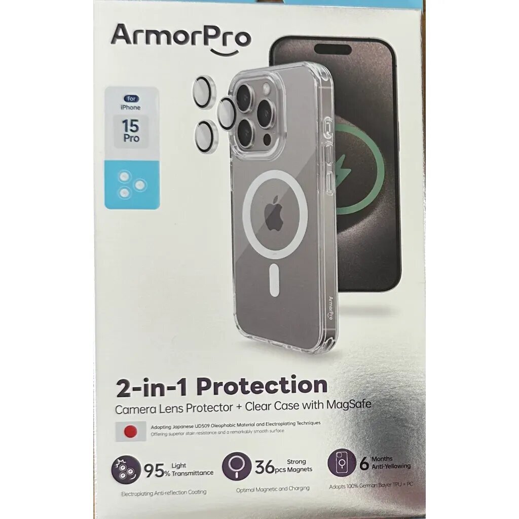 ArmorPro läpinäkyvä 2in1 MagSafe puhelimen tapauksessa iPhone 15 Pro hinta ja tiedot | Puhelimen kuoret ja kotelot | hobbyhall.fi