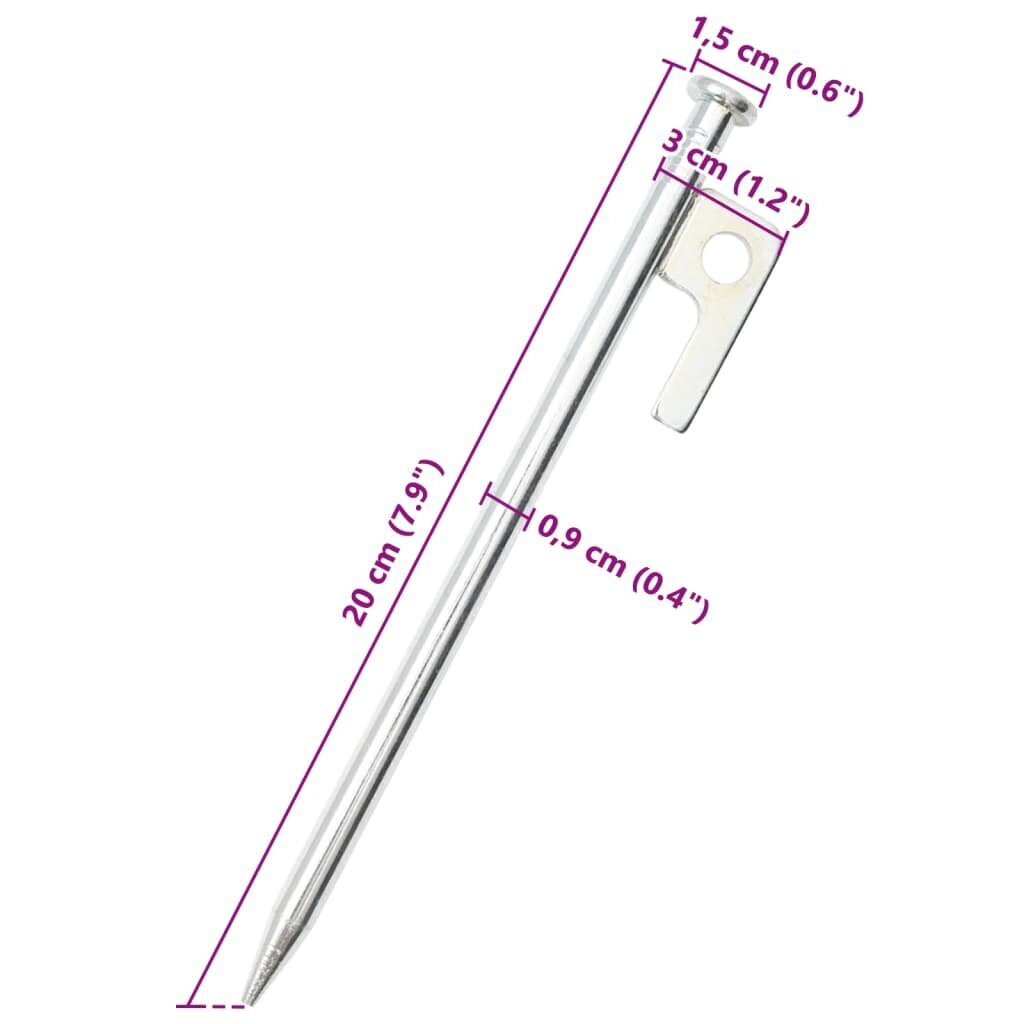 Telttatapit 24 kpl 20 cm 9 mm galvanoitu teräs hinta ja tiedot | Teltat | hobbyhall.fi